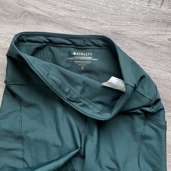 Athleta Interval Stash 7/8 Legging With Pockets Green - Picture 2 of 5